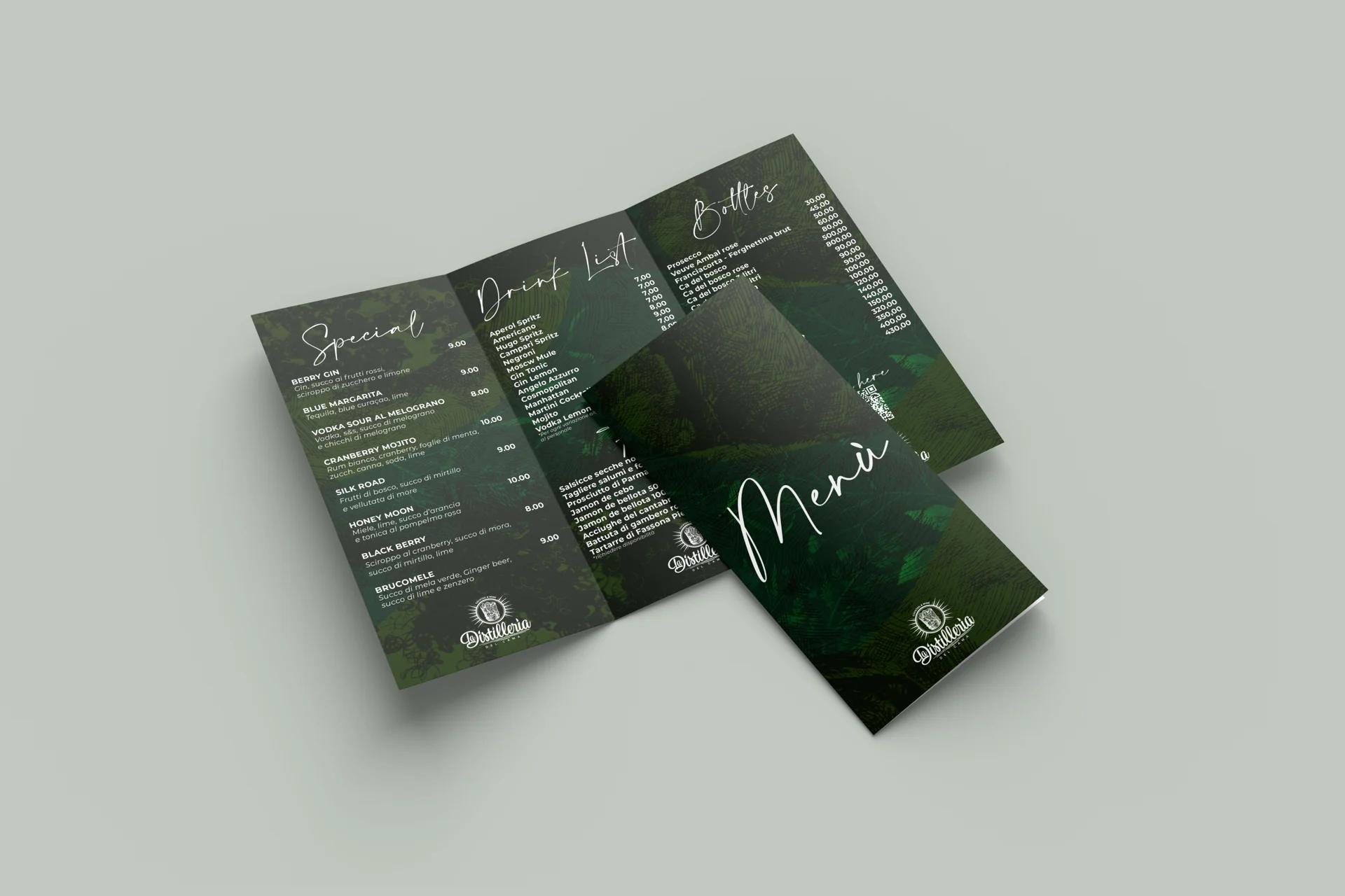 Cama menu verde mockup