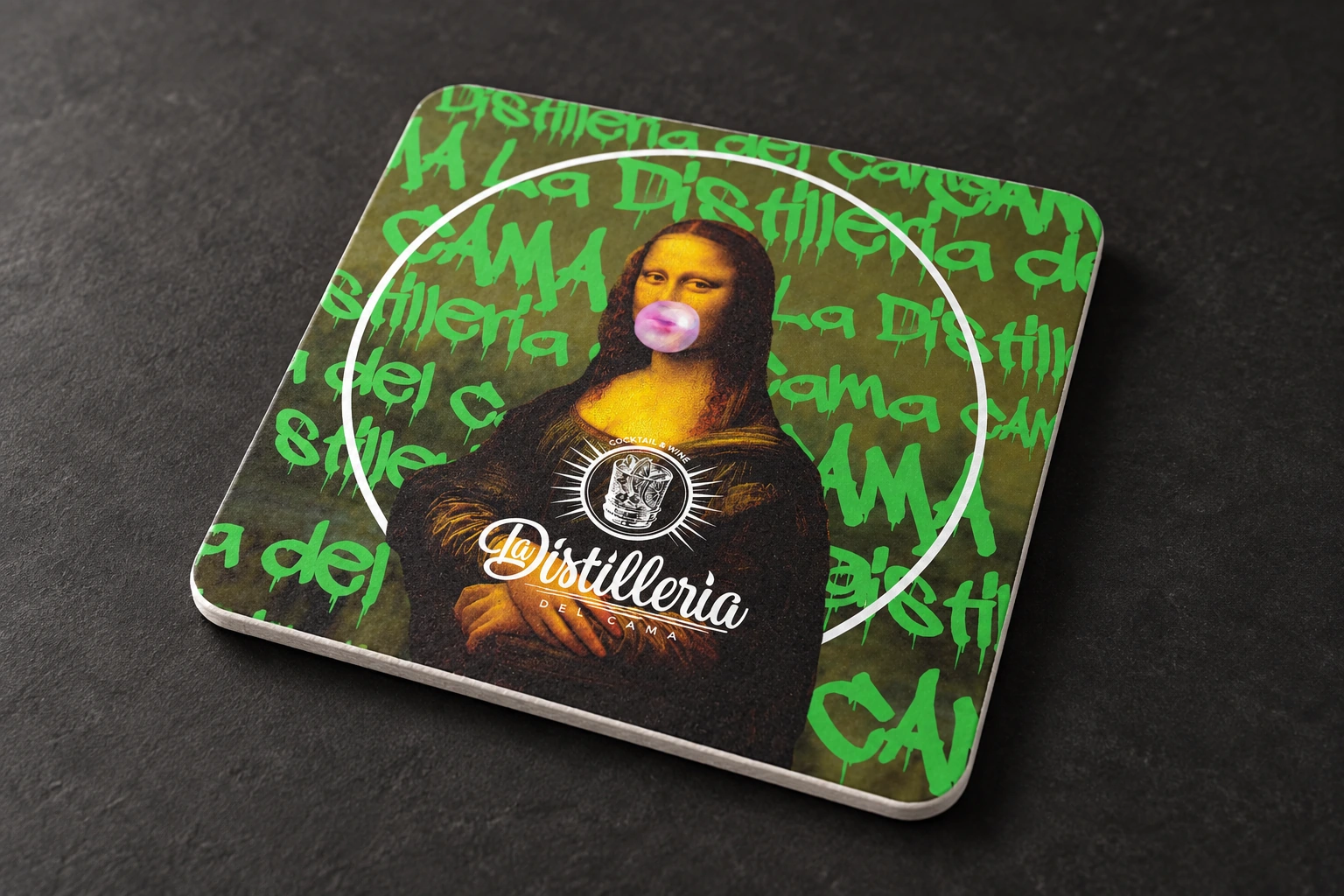 Sottobicchiere Gioconda — mockup — design HUB26 per Cama